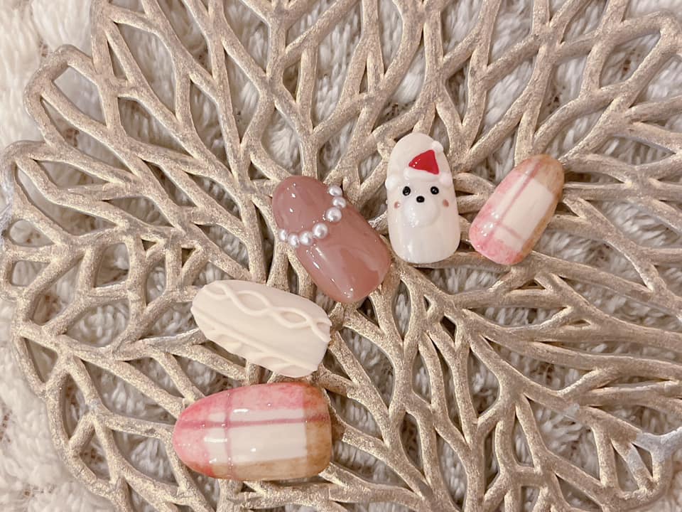 クリスマスネイル チェック柄 キレイめ
