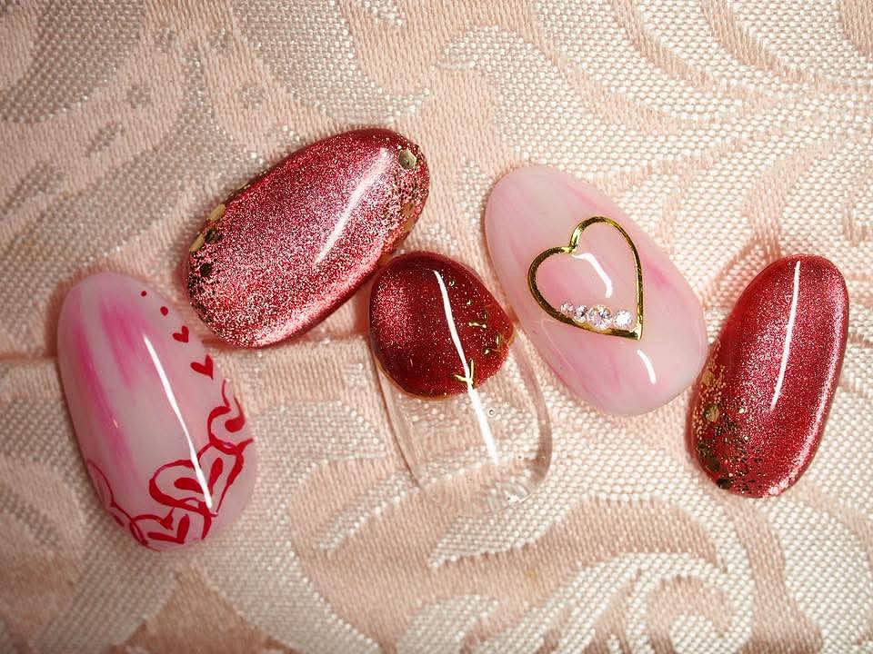 ハートネイル バレンタインネイル