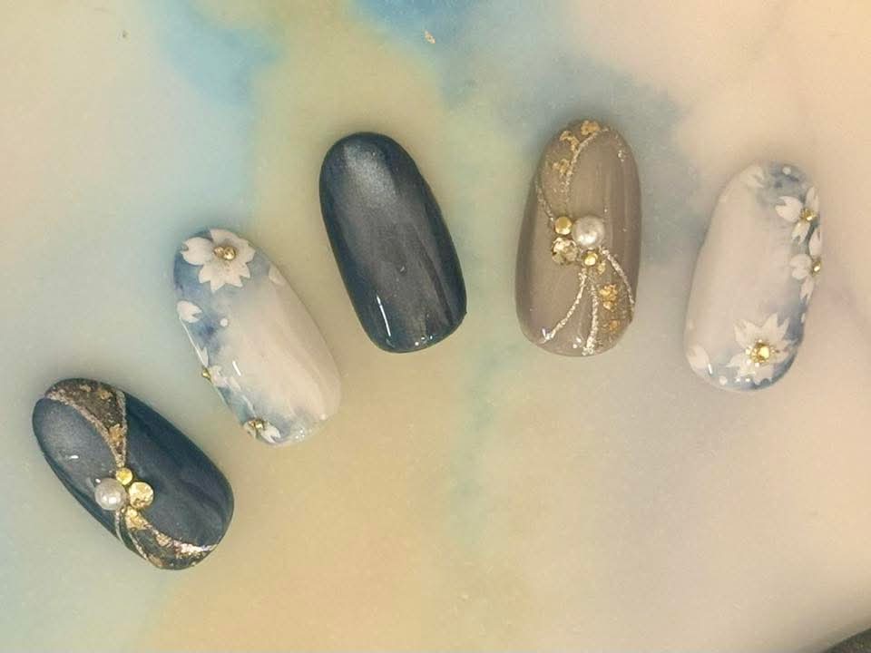 卒業式ネイル ブルー系