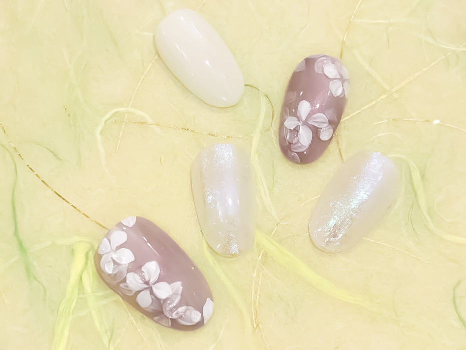 紫陽花ネイル 5月6月 おすすめ フラワーデザイン