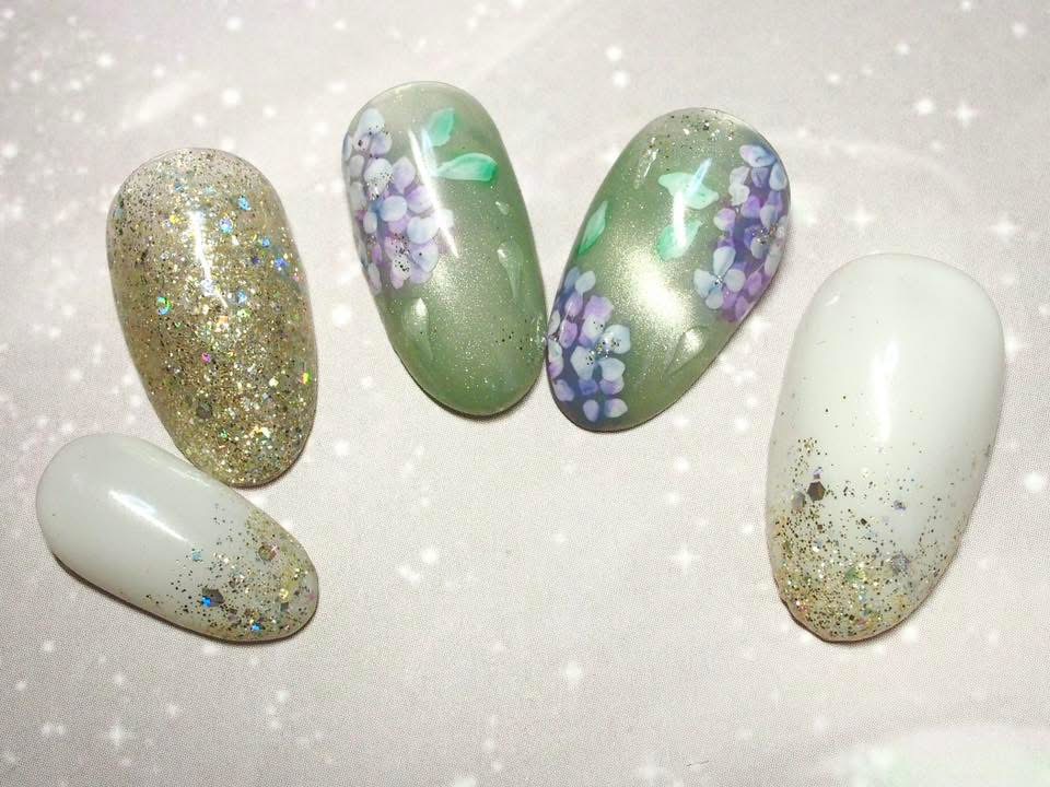 紫陽花ネイル 夏ネイル デザイン