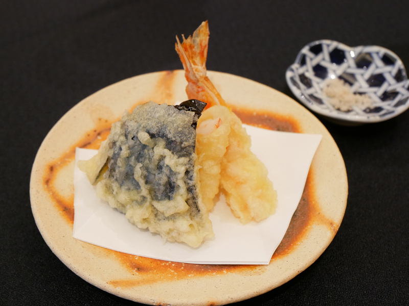 熊本県産車海老と茄子の天ぷら 高輪ランチ